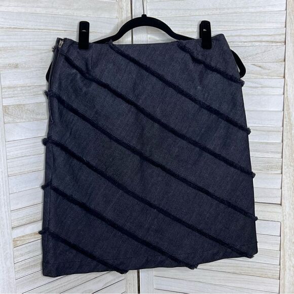 Worth Denim Fringe Pencil Mini Skirt 6 - Picture 6 of 8